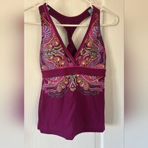 Athleta Teal and Burgundy Tankini Top